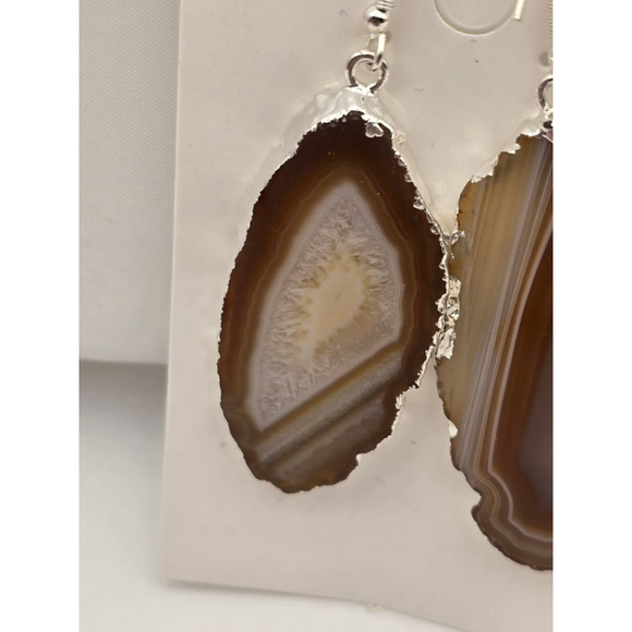 Agate Slice Drop Earrings - Picture 3 of 7